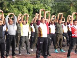 Polres Aceh Singkil Gelar Acara Olahraga Bersama dalam Rangka Cooling System Menuju Pemilu Damai