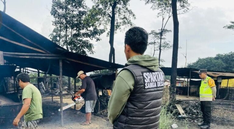Polsek Sanga Desa Polres Muba, Dalam Seminggu Upaya Persuasifnya, 19 Tungku Penyulingan Minyak Illegal dibongkar Secara Mandiri.
