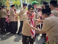 Kapolres Pidie Hadiri Pelepasan Kontingen Pramuka Kwarcab Pidie Untuk Mengikuti MTR Ke-XXIII