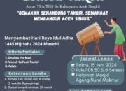 BKPRMI Aceh Singkil Gelar Lomba Takbir se-Aceh Singkil Sambut Idul Adha 1445 H
