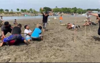 Pemuda di pesisir Bireuen menyambut HUT Kemerdekaan RI ke 79 tahun dengan lomba tarik tambang