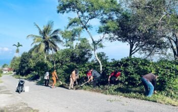 Sambut HUT RI Ke-79 Aparatur Desa pulo intan Bersama Warga Lakukan Gotong Royong