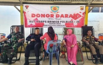 Peringati HUT KORPS BRIMOB POLRI Ke-79, Brimob Kompi 2 Batalyon B Pelopor Bersama PMI Kota Langsa adakan Donor Darah