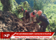 Tim SAR Kompi 3 Batalyon B Pelopor Terus Upayakan Pencarian 2 Orang Korban Tanah Longsor Di Bener Meriah