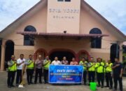 Satlantas Polres Belawan Gelar Bakti Sosial Bersihkan Rumah Ibadah Sambut HUT ke-70 Lalu Lintas