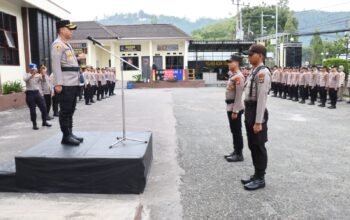 Kapolres Pimpin Apel Penyambutan dan Pembukaan Latja Siswa Diktuba Polri SPN Polda Aceh di Polres Aceh Tengah