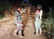 Koramil 10/Celala Laksanakan Pengamanan Alat Berat Pembersihan Jalan Longsor
