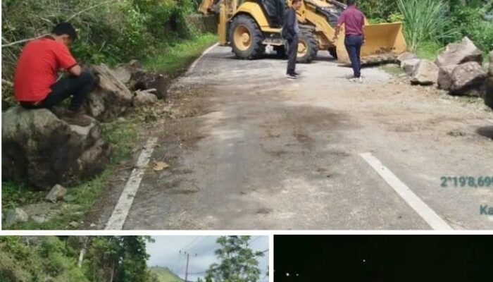 Pemerintah Kabupaten Humbang Hasundutan Bersihkan Material Longsor Menuju Objek Wisata Bakkara