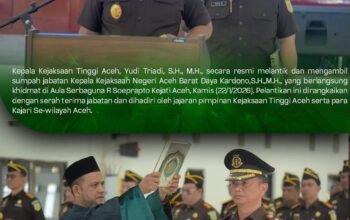 Kajati Aceh Lantik Kajari Aceh Barat Daya, Tegaskan Nol Toleransi Pelanggaran dan Praktik Transaksional