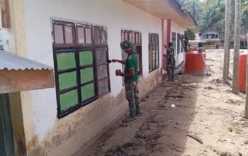 Satgas TNI Rehabilitasi SMPN 26 Takengon Pascabencana, Progres Pengecatan Capai 30 Persen