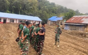 Satgas Gulbencal Lanjutkan Rehabilitasi SMPN 26 Takengon, Progres Pengecatan Capai 55 Persen