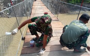 Progres Pembangunan Jembatan Gantung Kalaili di Kecamatan Linge Capai 98 Persen