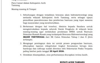 Pemkab Aceh Tamiang Percepat Pendataan Korban Bencana, Pastikan Semua Warga Terdampak Terdaftar Bantuan