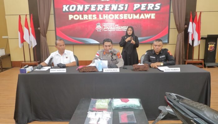 Polres Lhokseumawe Gagalkan Transaksi Sabu 1,5 Kg, Satu Tersangka Ditangkap Tiga Pelaku Buron