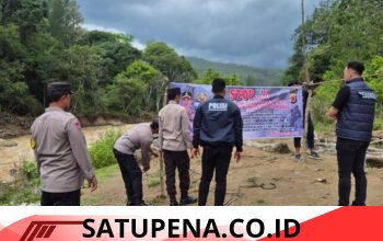 Polres Aceh Tengah Pasang Spanduk Larangan PETI, Edukasi Masyarakat di Wilayah Linge