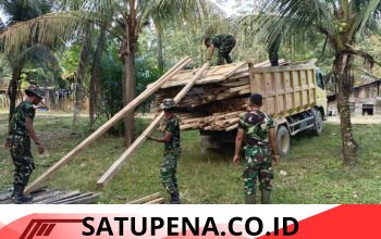 Satgas TMMD ke-128 dan Warga Aceh Tamiang Gotong Royong Siapkan Material Mal Beton