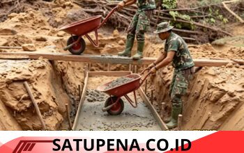 Gotong Royong dan Presisi Teknis Berpadu, Satgas TMMD Maksimalkan Pengecoran Gorong-gorong Aramco