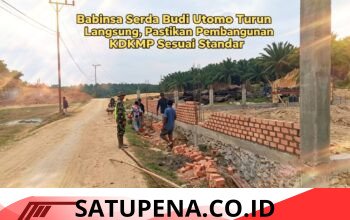 Babinsa Seruway Turun Tangan, Pastikan Pembangunan KDKMP di Air Masin Sesuai Standar
