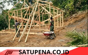 Progres RTLH TMMD Ke-128 di Suka Makmur Melaju Pesat, Masuki Tahap Pemasangan Rangka dan Atap