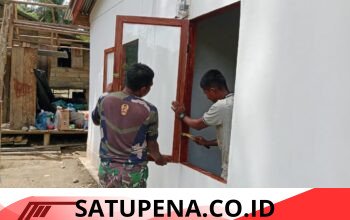 Satgas TMMD ke-128 Aceh Tamiang Genjot Pembangunan RTLH, Pintu dan Jendela Mulai Terpasang