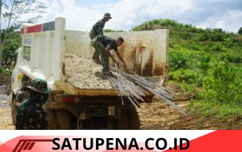 Satgas TMMD ke-128 Kodim 0117/Aceh Tamiang Percepat Pembangunan Jembatan, Material Besi dan Sirtu Mulai Diturunkan