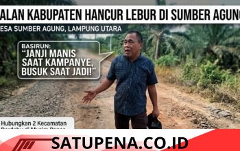 Jalan Kabupaten di Desa Sumber Agung Rusak Parah, Warga Tagih Janji Bupati dan DPRD Lampung Utara