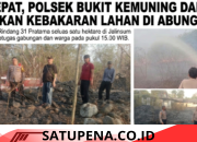 Gerak Cepat, Polsek Bukit Kemuning dan Damkar Padamkan Kebakaran Lahan di Abung Tinggi