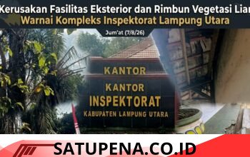 Fasilitas Kantor Inspektorat Lampung Utara Rusak, Plafon Jebol hingga Vegetasi Liar Menjuntai ke Badan Jalan