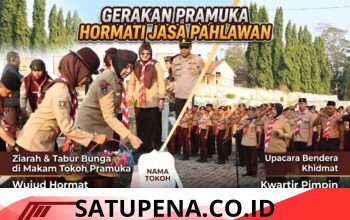 Peringati Hari Pramuka ke-65, Kapolres Lampung Utara Pimpin Ziarah di TMP Kotabumi