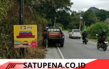 Kecelakaan sering terjadi. Satlantas Polres Toba Pasang Rambu Di Titik  Jalur Rawan, Teka