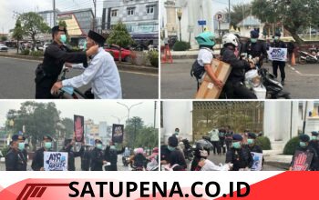 Kabut Asap Mengintai, Batalyon B Pelopor Turun ke Jalan Bagikan Masker dan Serukan Stop Karhutla