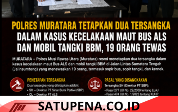 Polres Muratara Tetapkan Dua Tersangka dalam Kasus Kecelakaan Maut Bus ALS dan Mobil Tangki BBM, 19 Orang Tewas.