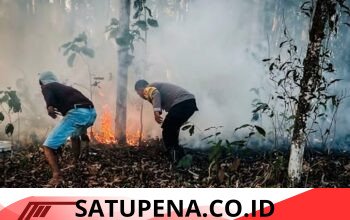 Bhabinkamtibmas Polsek Terbanggi Besar Gerak Cepat Padamkan Kebakaran Lahan di Bandar Jaya Timur