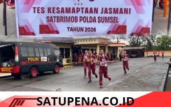 Personel Satbrimob Polda Sumsel Batalyon B Pelopor Laksanakan Tes Kesamaptaan Jasmani Periodik II TA 2026