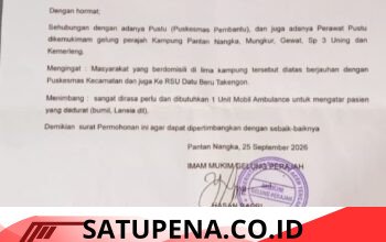Imem Mukim Gelung Perajah Kecamatan Linge Kirim Surat permohonan bantuan mobil ambulans Postu PantanNangka